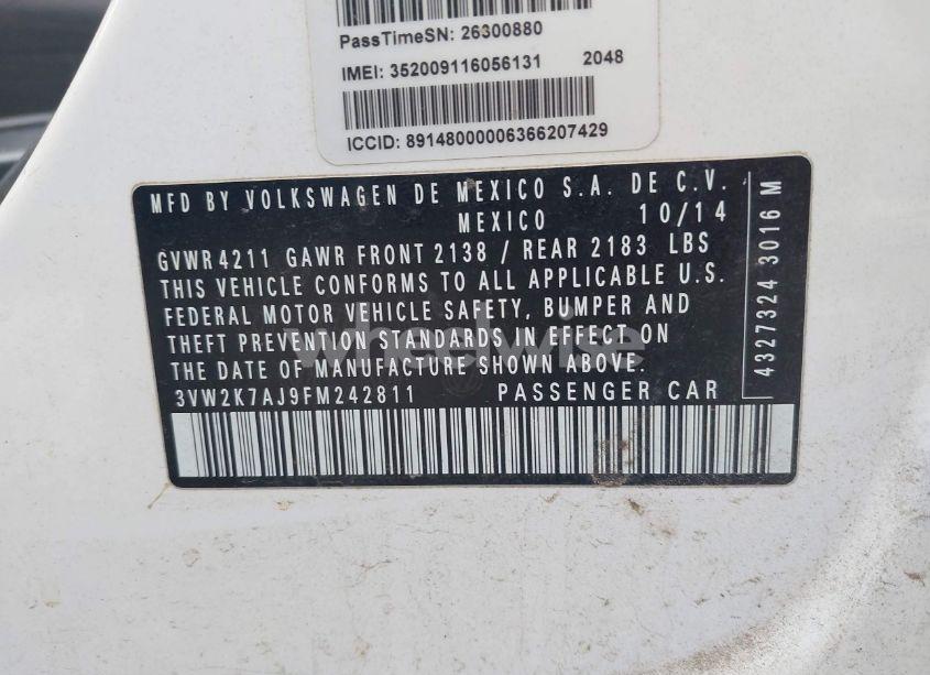 Photo 9 of 2015 Volkswagen Jetta 2.0L S (VIN 3VW2K7AJ9FM242811)