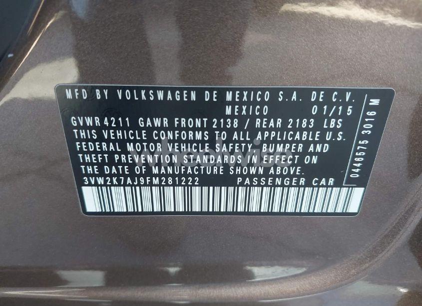 Photo 9 of 2015 Volkswagen Jetta 2.0L S (VIN 3VW2K7AJ9FM281222)