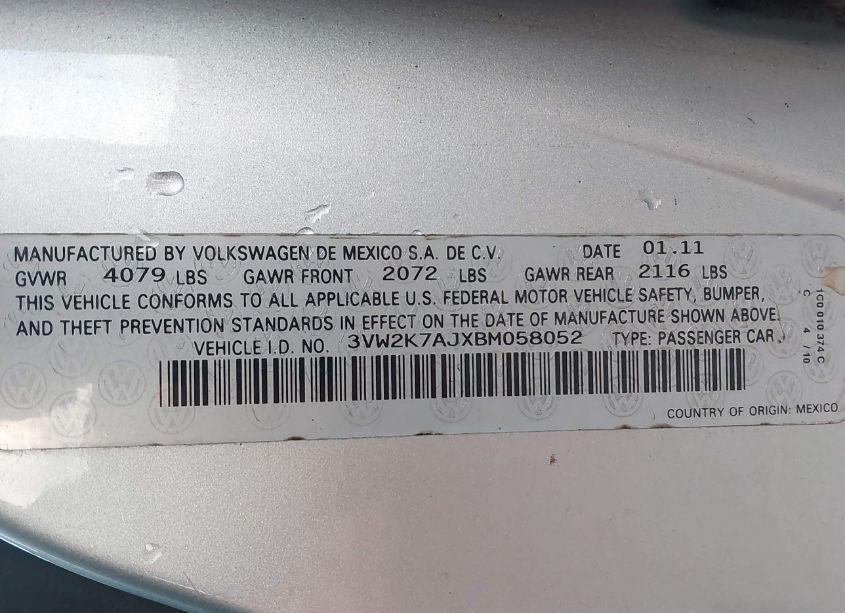 Photo 9 of 2011 Volkswagen Jetta 2.0L S (VIN 3VW2K7AJXBM058052)