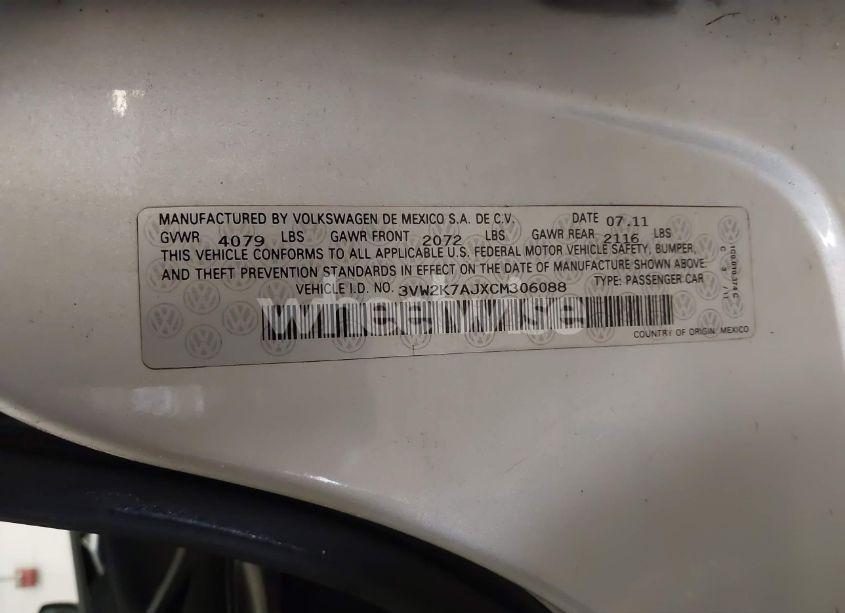 Photo 9 of 2012 Volkswagen Jetta 2.0L S (VIN 3VW2K7AJXCM306088)