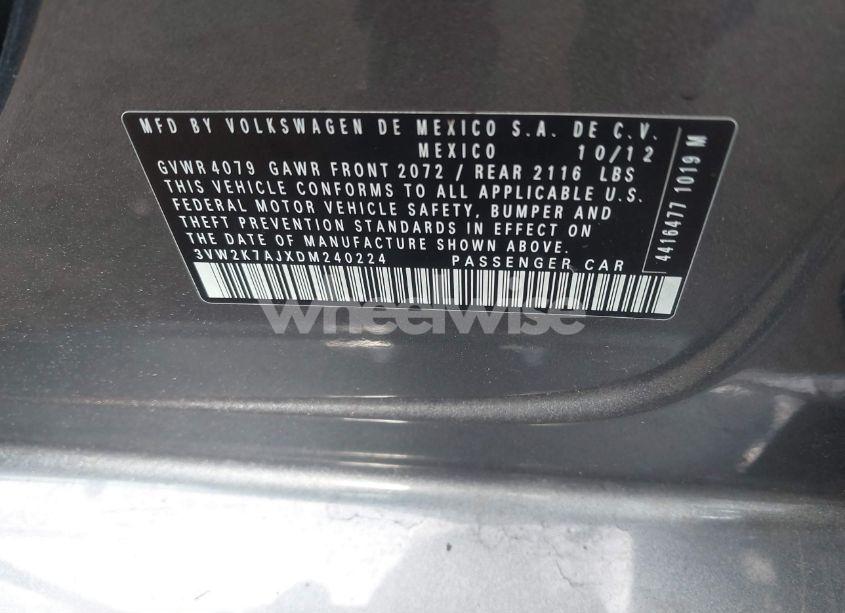 Photo 9 of 2013 Volkswagen Jetta 2.0L S (VIN 3VW2K7AJXDM240224)