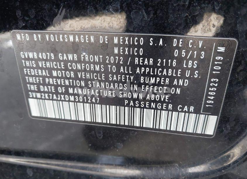 Photo 9 of 2013 Volkswagen Jetta 2.0L S (VIN 3VW2K7AJXDM301247)