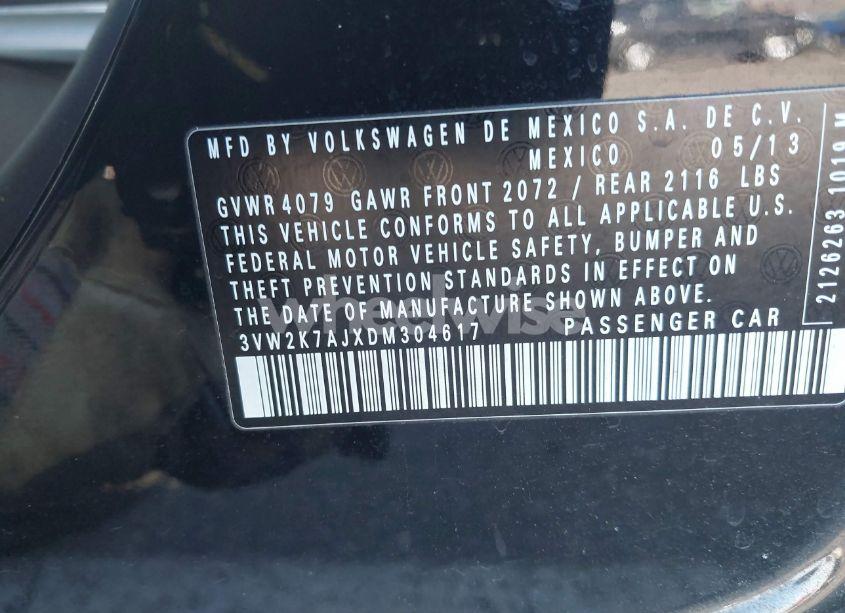 Photo 9 of 2013 Volkswagen Jetta 2.0L S (VIN 3VW2K7AJXDM304617)