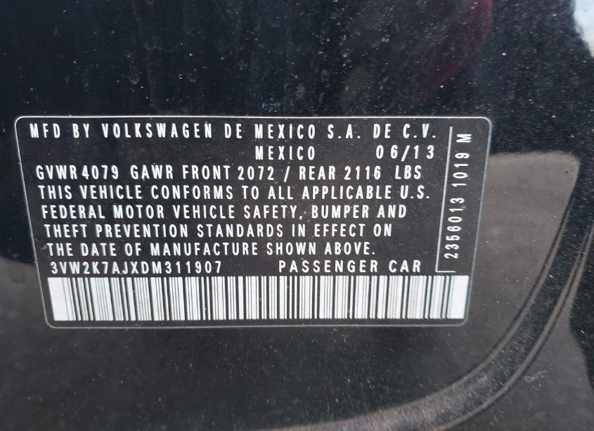 Photo 9 of 2013 Volkswagen Jetta 2.0L S (VIN 3VW2K7AJXDM311907)