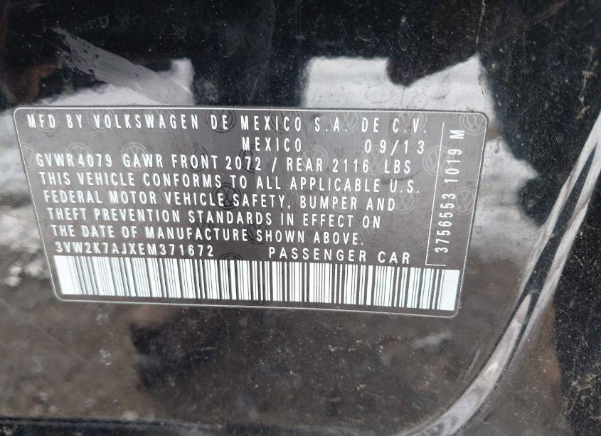 Photo 9 of 2014 Volkswagen Jetta 2.0L S (VIN 3VW2K7AJXEM371672)