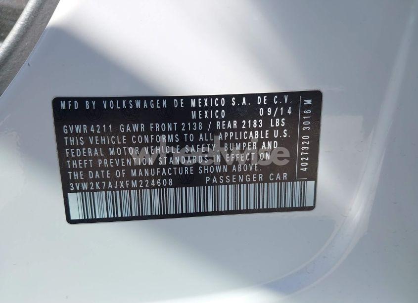 Photo 9 of 2015 Volkswagen Jetta 2.0L S (VIN 3VW2K7AJXFM224608)