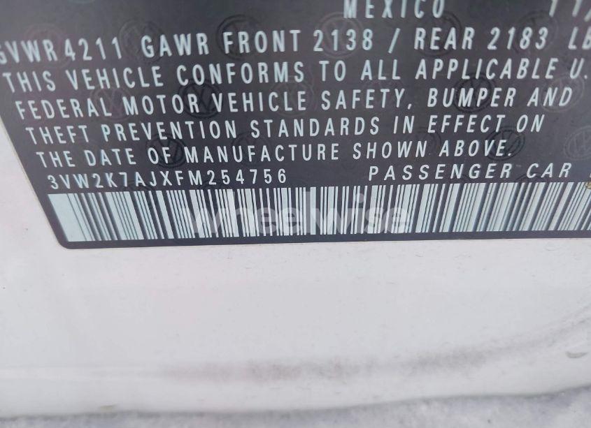 Photo 9 of 2015 Volkswagen Jetta 2.0L S (VIN 3VW2K7AJXFM254756)