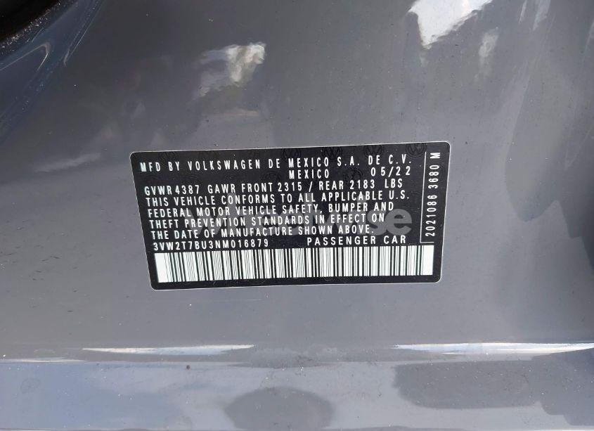 Photo 9 of 2022 Volkswagen Jetta GLI 2.0T AUTOBAHN (VIN 3VW2T7BU3NM016879)