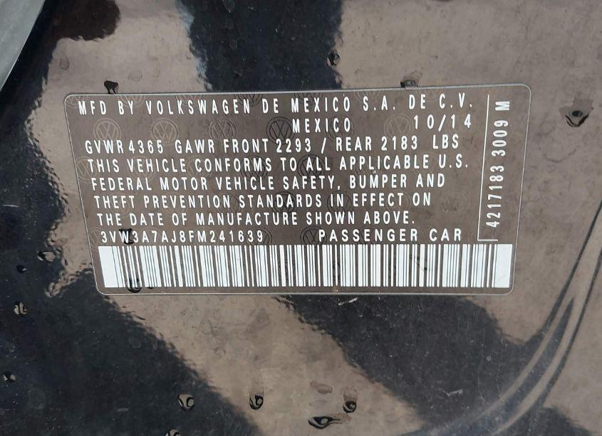 Photo 9 of 2015 Volkswagen Jetta 2.0L TDI S (VIN 3VW3A7AJ8FM241639)