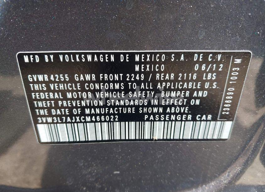 Photo 9 of 2012 Volkswagen Jetta 2.0L TDI (VIN 3VW3L7AJXCM466022)