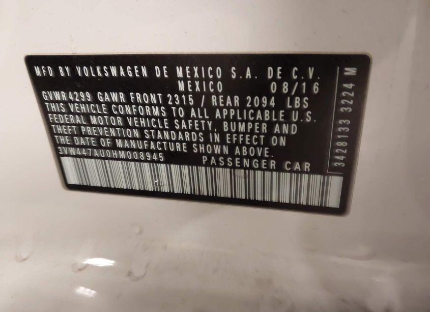 Photo 9 of 2017 Volkswagen Golf GTI SE 4-DOOR (VIN 3VW447AU0HM008945)