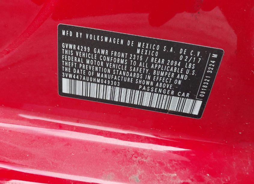 Photo 9 of 2017 Volkswagen Golf GTI (VIN 3VW447AU0HM049303)