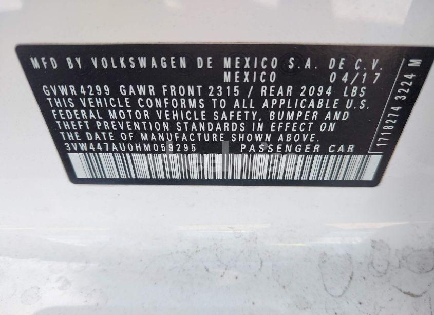 Photo 9 of 2017 Volkswagen Golf GTI AUTOBAHN 4-DOOR/S 4-DOOR/SE 4-DOOR/SPORT 4-DOOR (VIN 3VW447AU0HM059295)