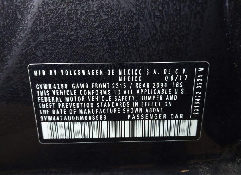 Photo 9 of 2017 Volkswagen Golf GTI AUTOBAHN 4-DOOR/S 4-DOOR/SE 4-DOOR/SPORT 4-DOOR (VIN 3VW447AU0HM068983)