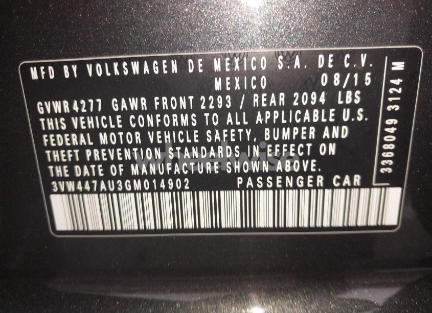 Photo 9 of 2016 Volkswagen Golf GTI AUTOBAHN W/PERFORMANCE PACKAGE 4-DOOR (VIN 3VW447AU3GM014902)