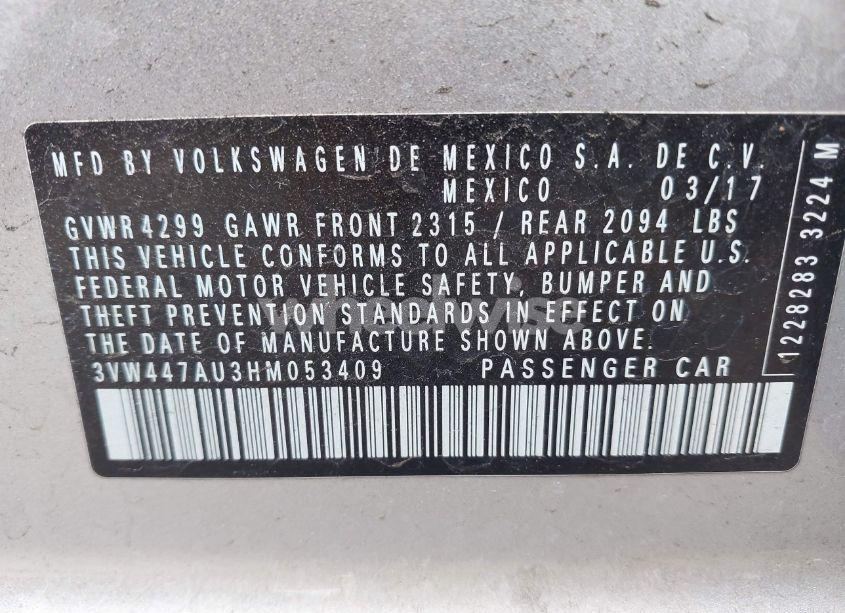 Photo 9 of 2017 Volkswagen Golf GTI AUTOBAHN 4-DOOR/S 4-DOOR/SE 4-DOOR/SPORT 4-DOOR (VIN 3VW447AU3HM053409)