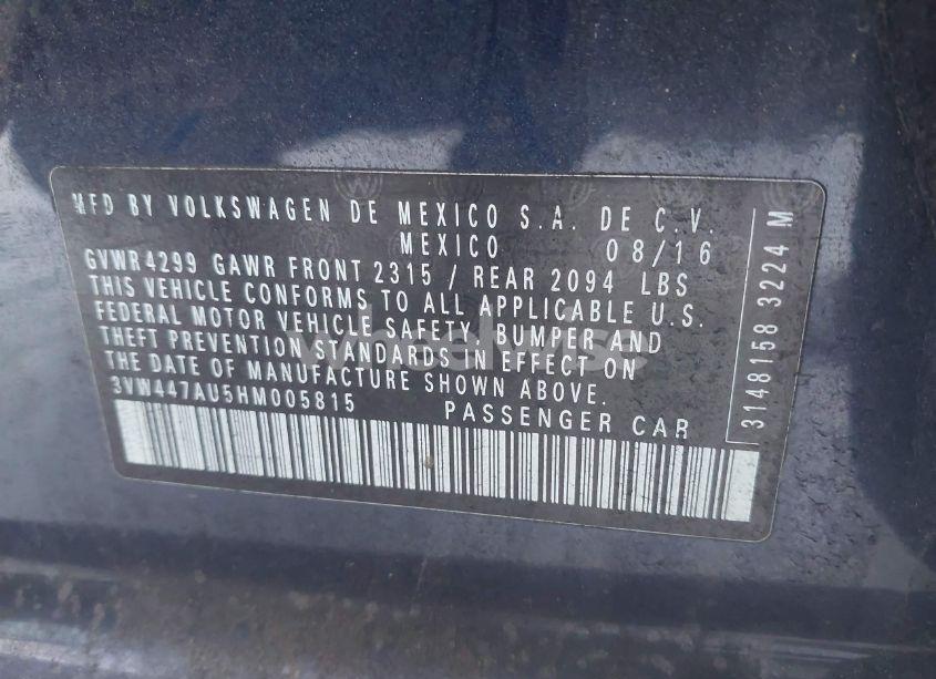 Photo 9 of 2017 Volkswagen Golf GTI SE 4-DOOR (VIN 3VW447AU5HM005815)