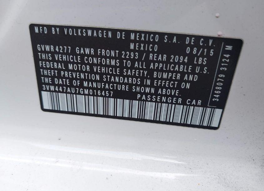 Photo 9 of 2016 Volkswagen Golf GTI AUTOBAHN W/PERFORMANCE PACKAGE 4-DOOR (VIN 3VW447AU7GM016457)