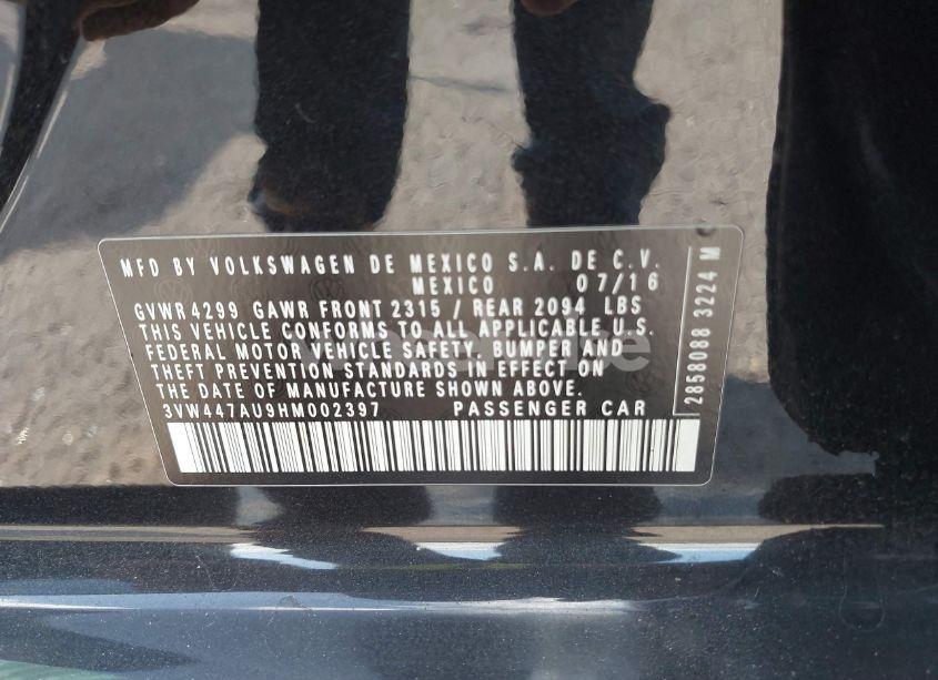 Photo 9 of 2017 Volkswagen Golf GTI SPORT 4-DOOR (VIN 3VW447AU9HM002397)