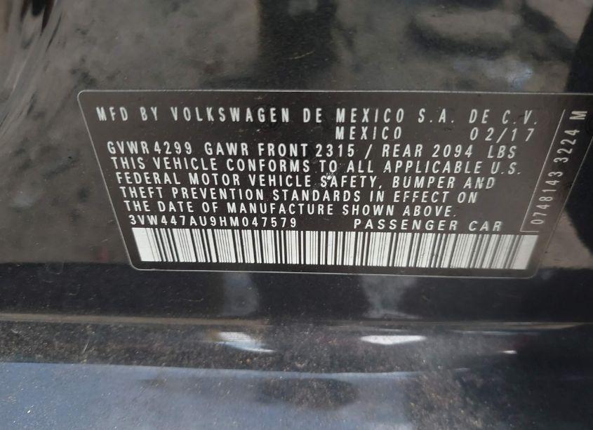 Photo 9 of 2017 Volkswagen Golf GTI AUTOBAHN 4-DOOR/S 4-DOOR/SE 4-DOOR/SPORT 4-DOOR (VIN 3VW447AU9HM047579)