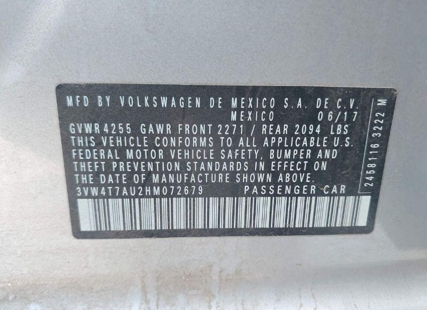 Photo 9 of 2017 Volkswagen Golf GTI AUTOBAHN 4-DOOR/S 4-DOOR/SE 4-DOOR/SPORT 4-DOOR (VIN 3VW4T7AU2HM072679)