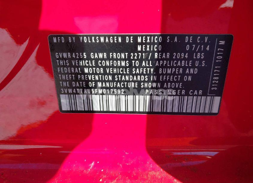 Photo 9 of 2015 Volkswagen Golf GTI 2.0T AUTOBAHN 4-DOOR (VIN 3VW4T7AU5FM017592)