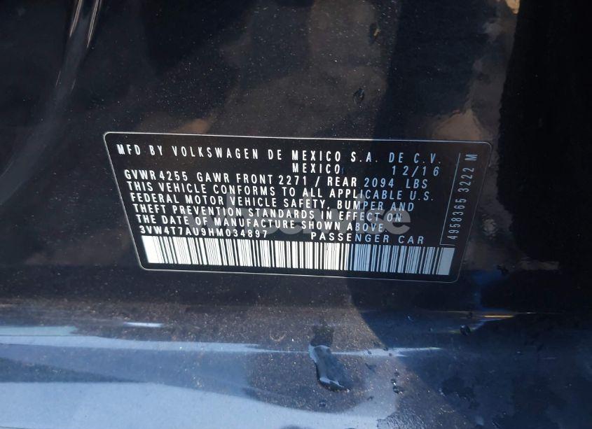 Photo 9 of 2017 Volkswagen Golf GTI AUTOBAHN 4-DOOR/S 4-DOOR/SE 4-DOOR/SPORT 4-DOOR (VIN 3VW4T7AU9HM034897)