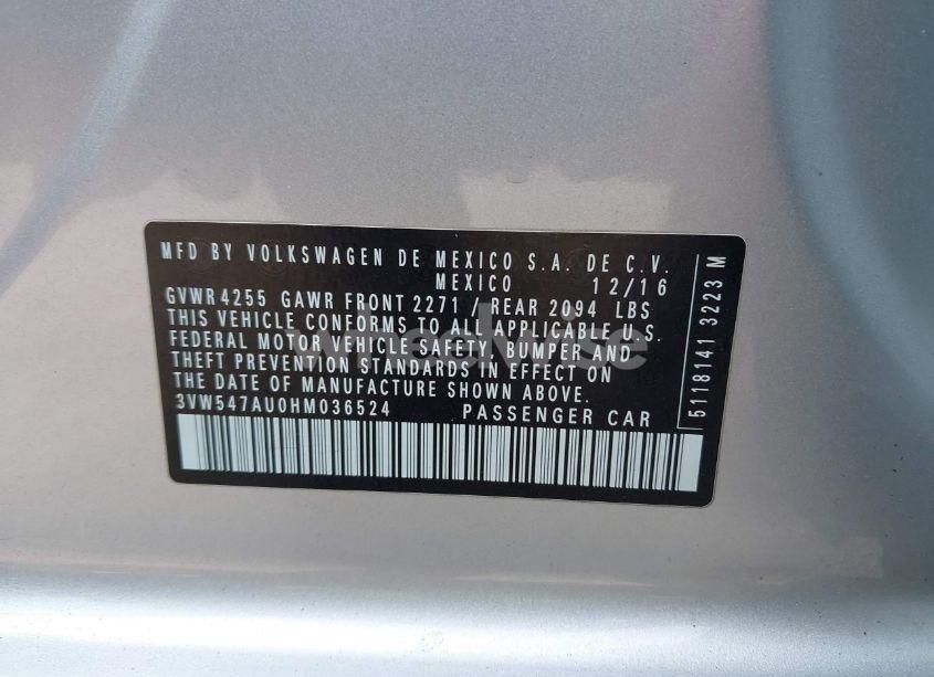 Photo 9 of 2017 Volkswagen Golf GTI AUTOBAHN 4-DOOR/S 4-DOOR/SE 4-DOOR/SPORT 4-DOOR (VIN 3VW547AU0HM036524)