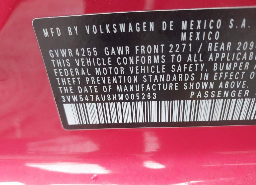 Photo 9 of 2017 Volkswagen Golf GTI SPORT 4-DOOR (VIN 3VW547AU8HM005263)