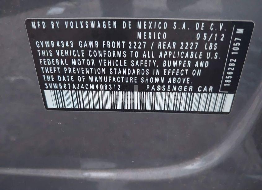 Photo 9 of 2012 Volkswagen Jetta GLI (VIN 3VW567AJ4CM408312)