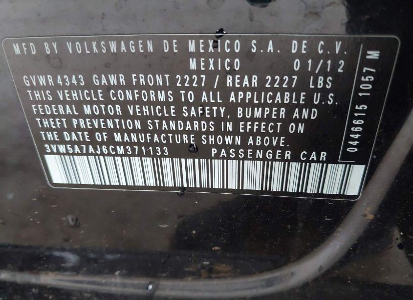 Photo 9 of 2012 Volkswagen Jetta GLI AUTOBAHN W/NAV (VIN 3VW5A7AJ6CM371133)