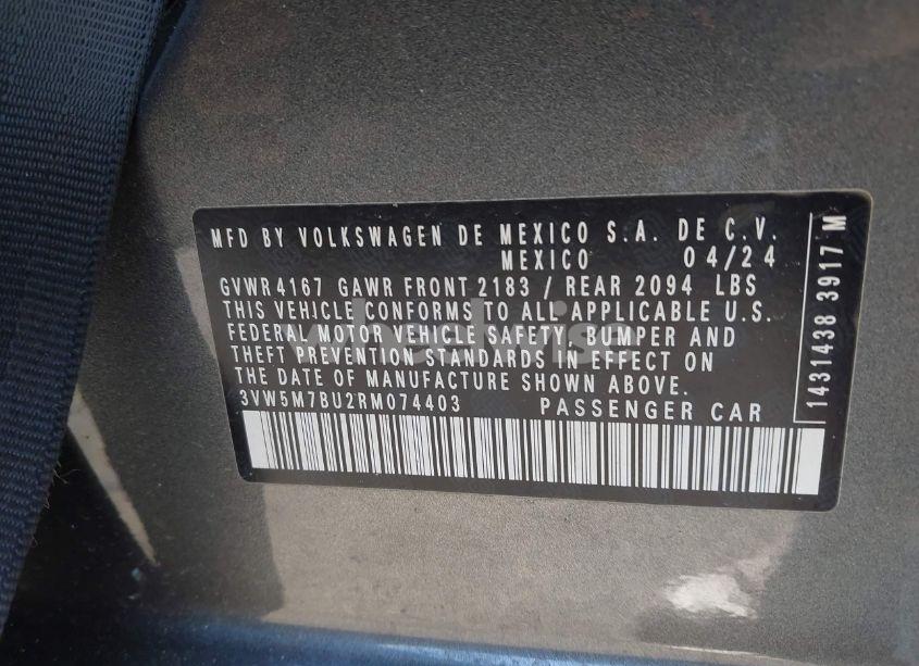 Photo 9 of 2024 Volkswagen Jetta 1.5T S (VIN 3VW5M7BU2RM074403)