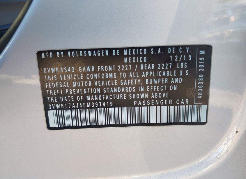 Photo 9 of 2014 Volkswagen Jetta GLI AUTOBAHN W/NAV (VIN 3VW5T7AJ4EM397419)