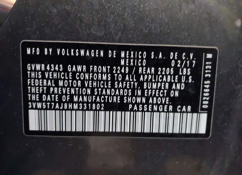 Photo 9 of 2017 Volkswagen Jetta GLI (VIN 3VW5T7AJ8HM331802)