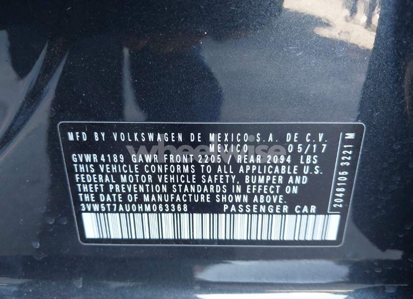 Photo 9 of 2017 Volkswagen Golf GTI AUTOBAHN 4-DOOR/S 4-DOOR/SE 4-DOOR/SPORT 4-DOOR (VIN 3VW5T7AU0HM063368)