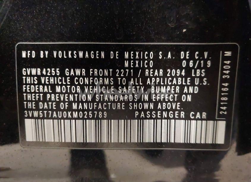 Photo 9 of 2019 Volkswagen Gti S/SE/AUTOBAHN/RABBIT EDITION (VIN 3VW5T7AU0KM025789)