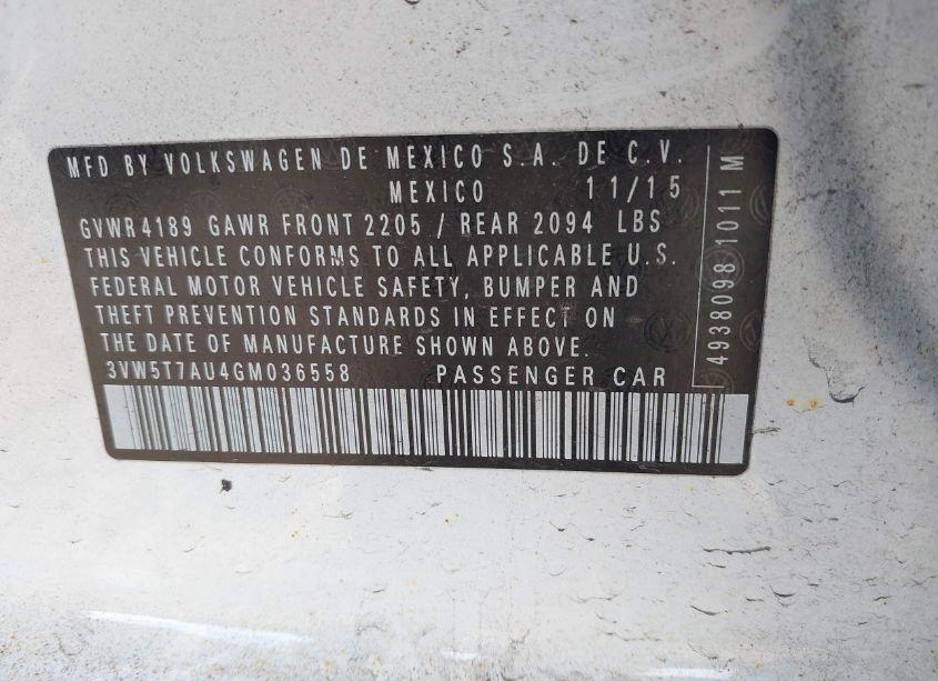 Photo 9 of 2016 Volkswagen Golf GTI S 4-DOOR (VIN 3VW5T7AU4GM036558)