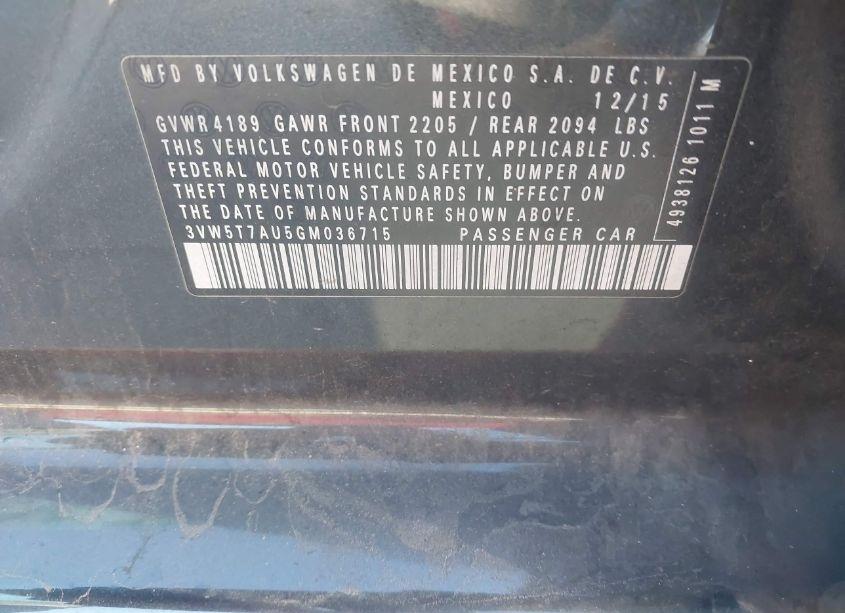 Photo 9 of 2016 Volkswagen Golf GTI SE 4-DOOR (VIN 3VW5T7AU5GM036715)