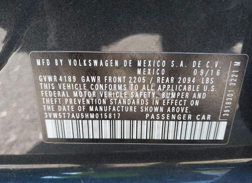 Photo 9 of 2017 Volkswagen Golf GTI AUTOBAHN 4-DOOR/S 4-DOOR/SE 4-DOOR/SPORT 4-DOOR (VIN 3VW5T7AU5HM015817)