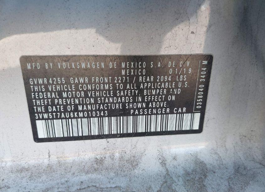 Photo 9 of 2019 Volkswagen Golf GTI 2.0T AUTOBAHN/2.0T RABBIT EDITION/2.0T S/2.0T SE (VIN 3VW5T7AU6KM010343)