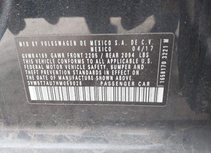 Photo 9 of 2017 Volkswagen Golf GTI AUTOBAHN 4-DOOR/S 4-DOOR/SE 4-DOOR/SPORT 4-DOOR (VIN 3VW5T7AU7HM059026)