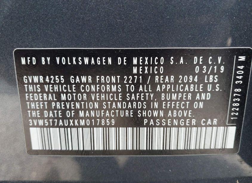 Photo 9 of 2019 Volkswagen Golf GTI 2.0T AUTOBAHN/2.0T RABBIT EDITION/2.0T S/2.0T SE (VIN 3VW5T7AUXKM017859)