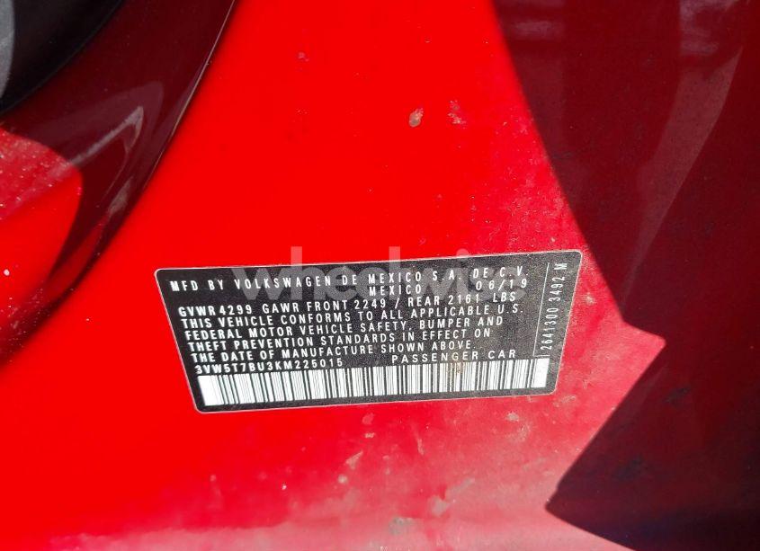 Photo 9 of 2019 Volkswagen Jetta GLI 2.0T 35TH ANNIVERSARY EDITION/2.0T AUTOBAHN/2.0T S (VIN 3VW5T7BU3KM225015)