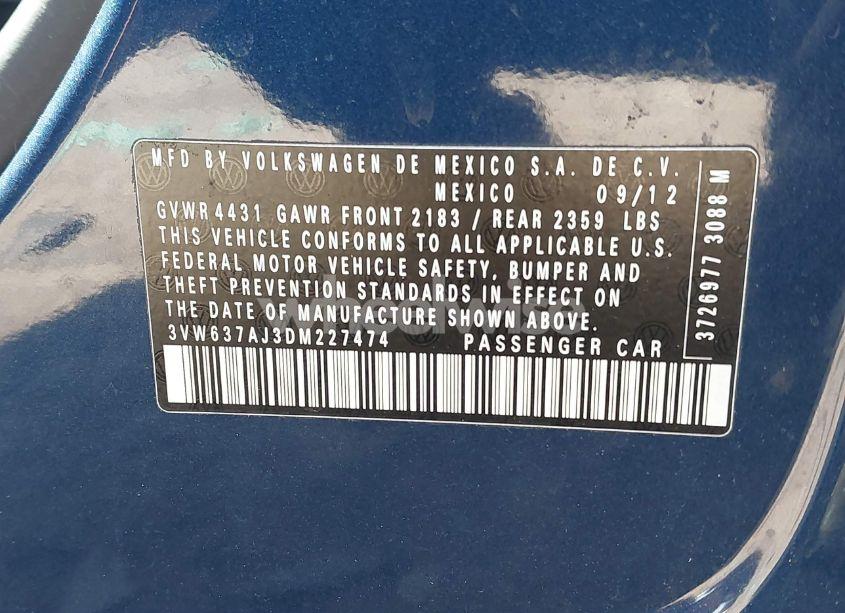 Photo 9 of 2013 Volkswagen Jetta HYBRID SEL (VIN 3VW637AJ3DM227474)