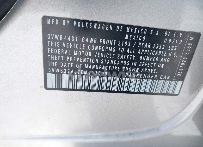 Photo 9 of 2014 Volkswagen Jetta HYBRID SEL PREMIUM (VIN 3VW637AJ7EM217600)