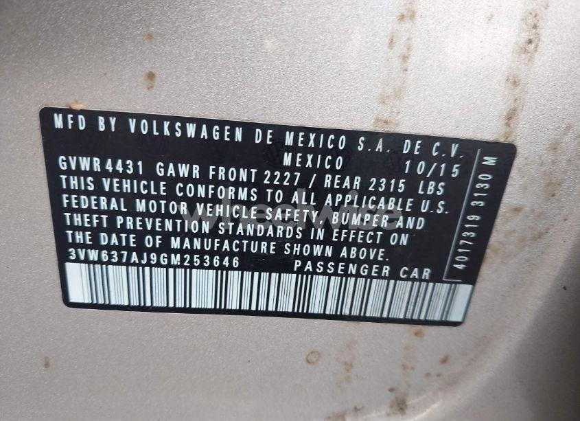 Photo 9 of 2016 Volkswagen Jetta HYBRID SEL PREMIUM (VIN 3VW637AJ9GM253646)