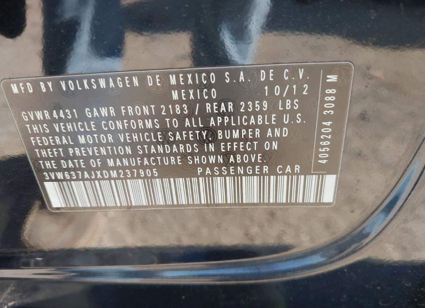 Photo 9 of 2013 Volkswagen Jetta HYBRID SE (VIN 3VW637AJXDM237905)