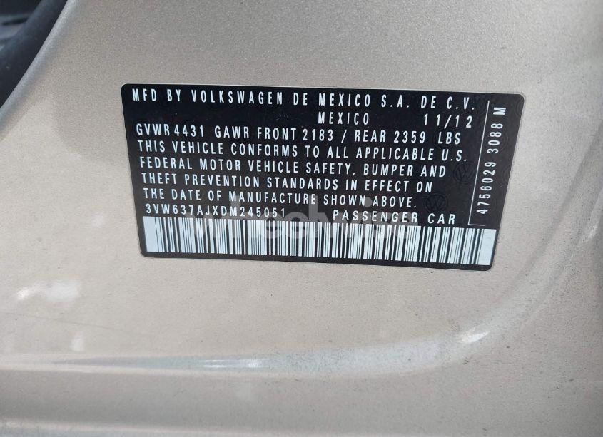 Photo 9 of 2013 Volkswagen Jetta HYBRID SE (VIN 3VW637AJXDM245051)