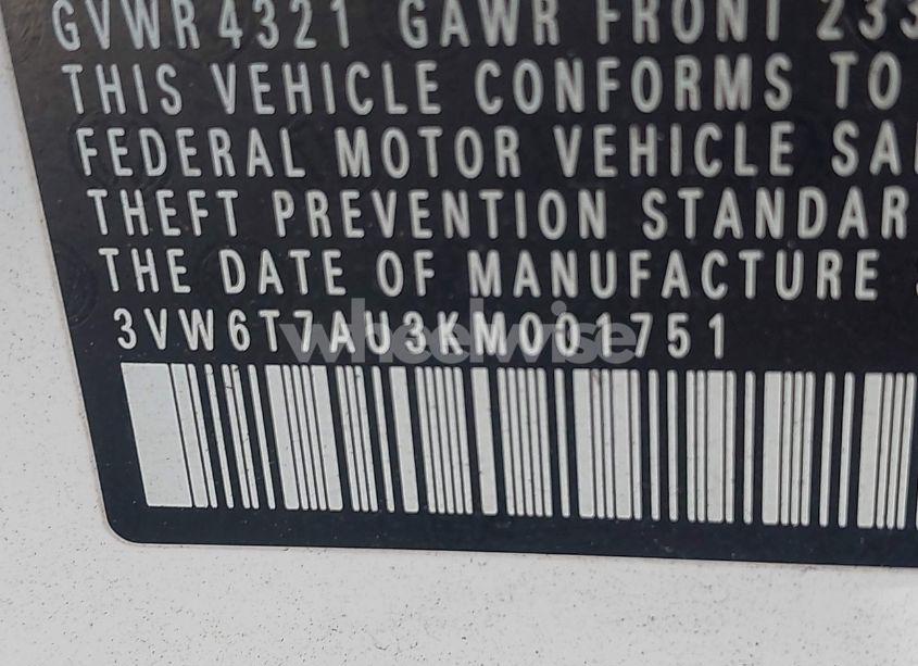 Photo 9 of 2019 Volkswagen Golf GTI 2.0T AUTOBAHN/2.0T RABBIT EDITION/2.0T S/2.0T SE (VIN 3VW6T7AU3KM001751)