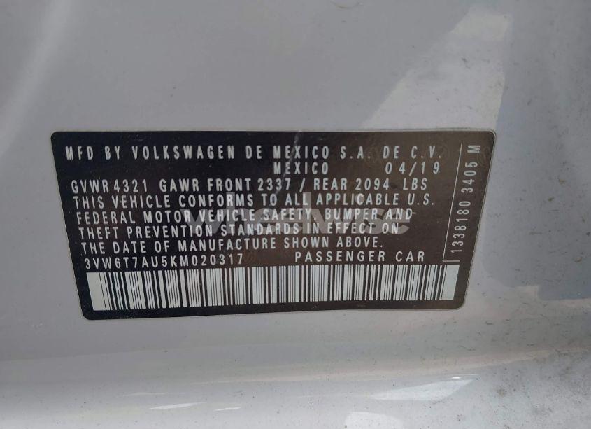 Photo 9 of 2019 Volkswagen Golf GTI 2.0T AUTOBAHN/2.0T RABBIT EDITION/2.0T S/2.0T SE (VIN 3VW6T7AU5KM020317)